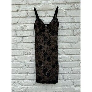 Lunaire Shapewear Black Lace Slip Dress Underwire, Adjustable Side Zip 36-DD